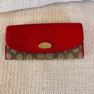 Coach Red and Tan Women's Wallet